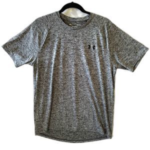 Under Armour Men's SZ L Gray Gym SS Tech Tee Crew Neck Active Soft Lightweight